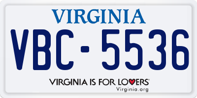 VA license plate VBC5536