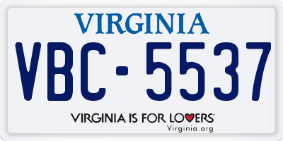 VA license plate VBC5537