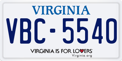 VA license plate VBC5540