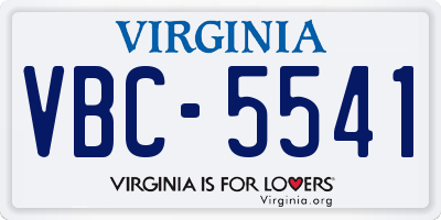 VA license plate VBC5541