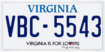 VA license plate VBC5543