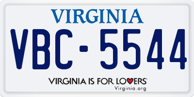 VA license plate VBC5544