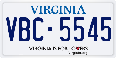 VA license plate VBC5545