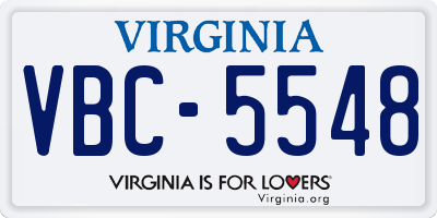 VA license plate VBC5548