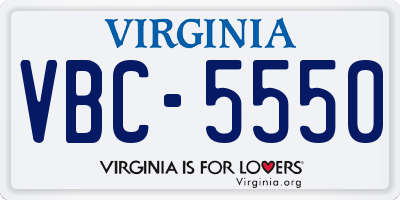 VA license plate VBC5550