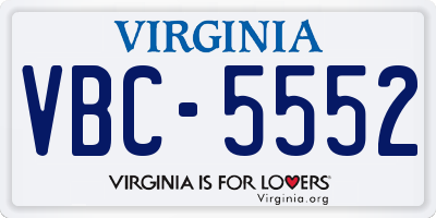 VA license plate VBC5552