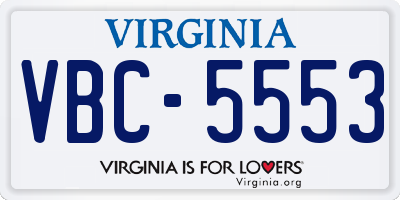 VA license plate VBC5553