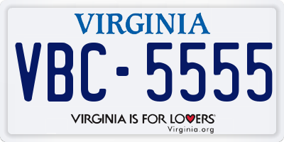 VA license plate VBC5555
