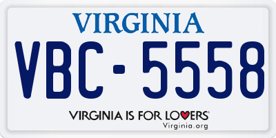 VA license plate VBC5558