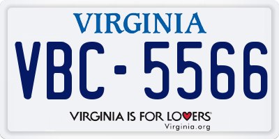 VA license plate VBC5566