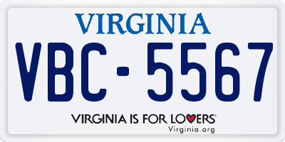 VA license plate VBC5567