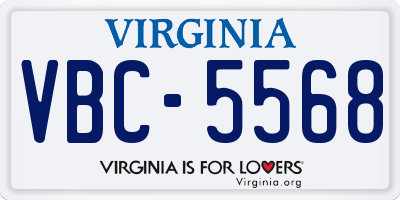 VA license plate VBC5568
