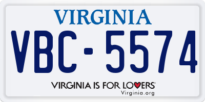 VA license plate VBC5574
