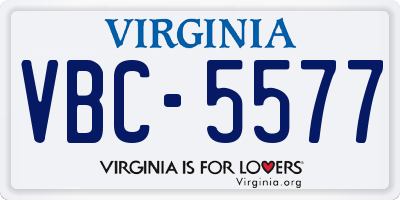 VA license plate VBC5577