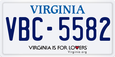 VA license plate VBC5582