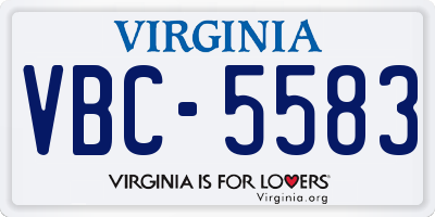 VA license plate VBC5583