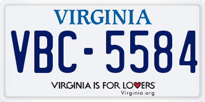 VA license plate VBC5584