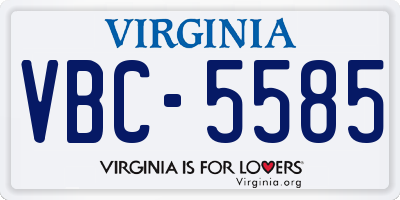 VA license plate VBC5585