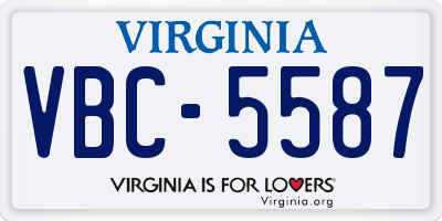 VA license plate VBC5587
