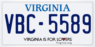 VA license plate VBC5589