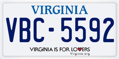 VA license plate VBC5592