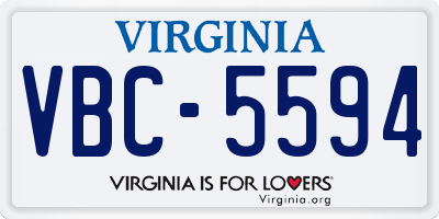 VA license plate VBC5594