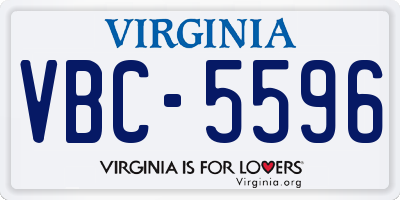 VA license plate VBC5596