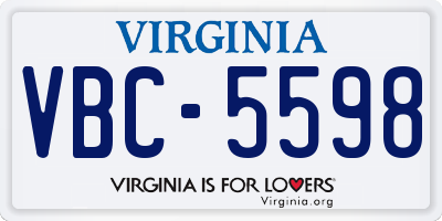 VA license plate VBC5598
