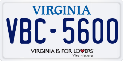 VA license plate VBC5600