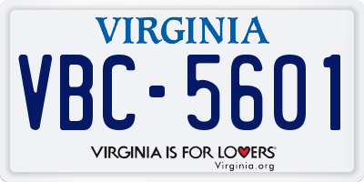 VA license plate VBC5601