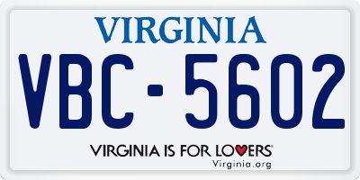 VA license plate VBC5602