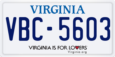 VA license plate VBC5603
