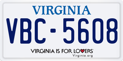 VA license plate VBC5608