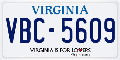 VA license plate VBC5609