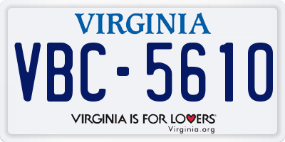 VA license plate VBC5610
