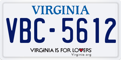 VA license plate VBC5612