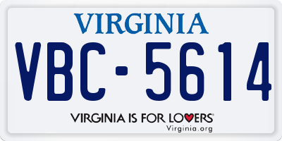 VA license plate VBC5614