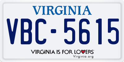 VA license plate VBC5615