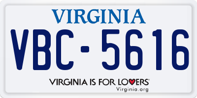 VA license plate VBC5616