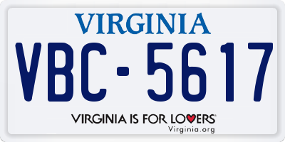 VA license plate VBC5617