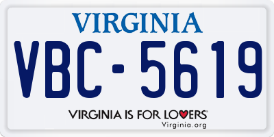 VA license plate VBC5619