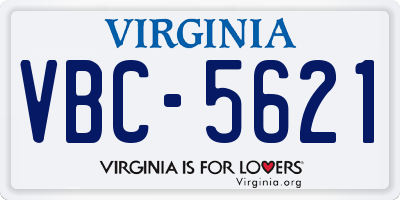 VA license plate VBC5621