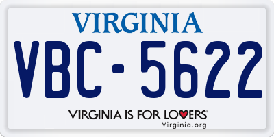 VA license plate VBC5622