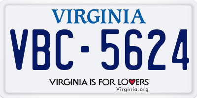 VA license plate VBC5624