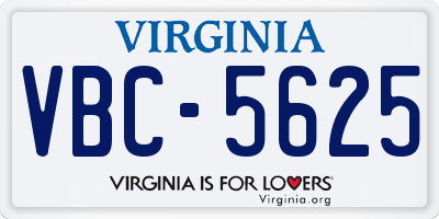 VA license plate VBC5625