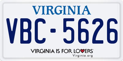 VA license plate VBC5626