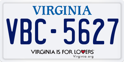 VA license plate VBC5627