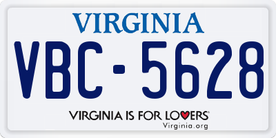 VA license plate VBC5628