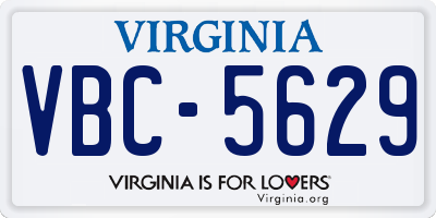 VA license plate VBC5629