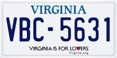 VA license plate VBC5631